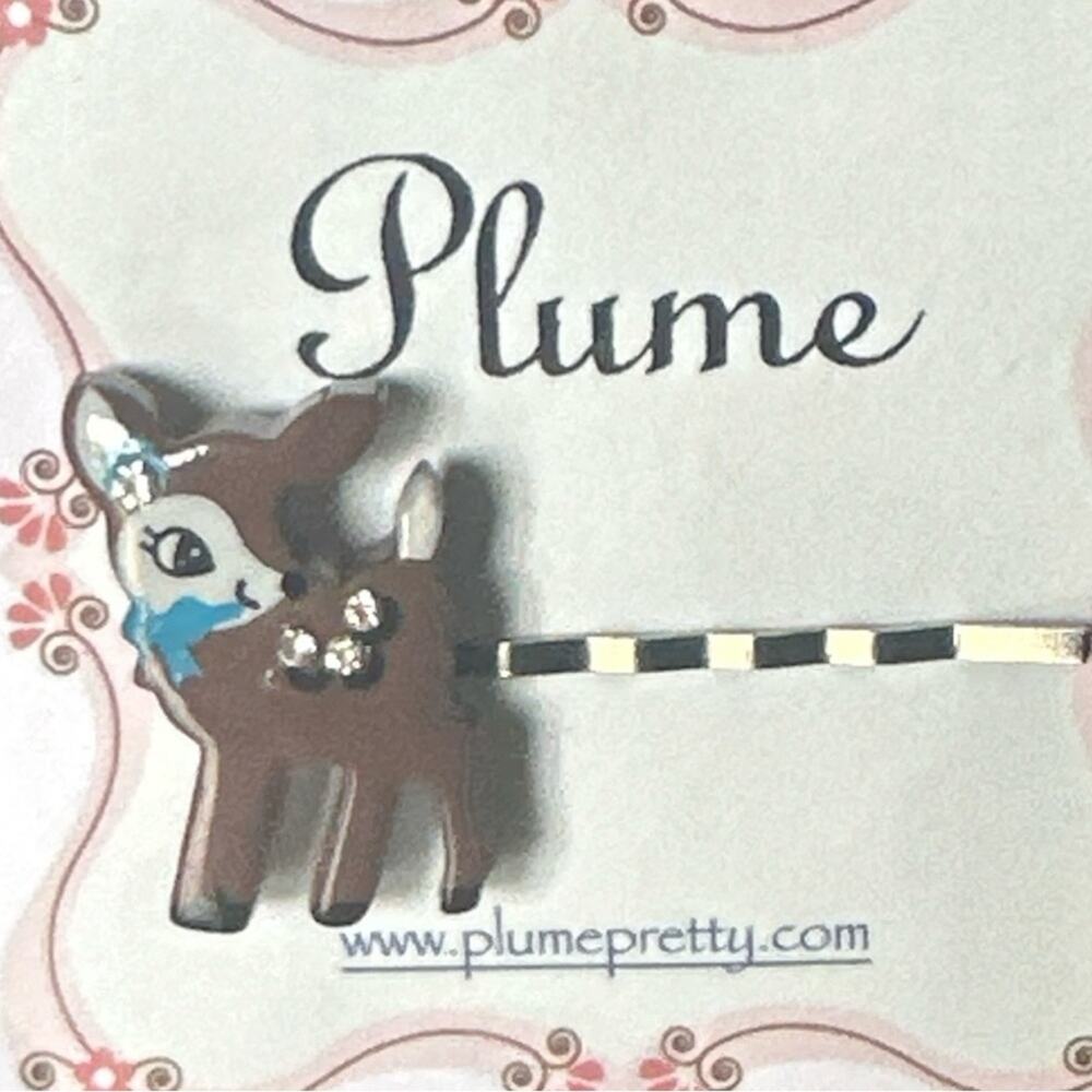 Girls Brown Deer Hairpin Whimsical Forest Animal Bambi Like Hair Accessory - Picture 2 of 3